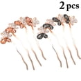 thumbnail image 3 of Bangcool Hair Side Combs Butterfly 2PCS Fake Crystal Hair Pins Wedding Hair Accessories, 3 of 10