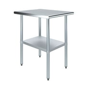 AmGood 24" Long x 30" Deep Stainless Steel Work Table | Metal Work Bench Utility | Work Station