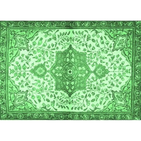 Ahgly Company Indoor Rectangle Medallion Emerald Green Traditional Area Rugs, 7' x 10'