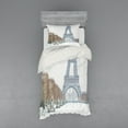 thumbnail image 2 of Ambesonne Winter Bedding Set 4 Pcs, Eiffel Tower in Snow, Queen, White Brown Green, 2 of 3