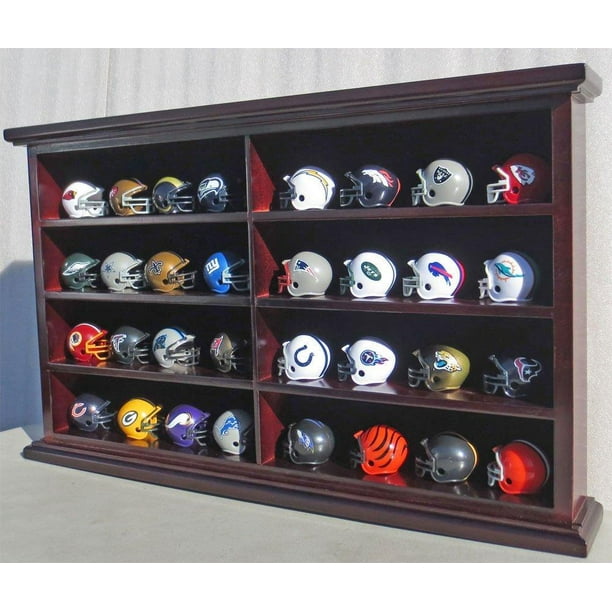 32 Pocket Pro Mini Football Helmet Display Case Holders Rack w