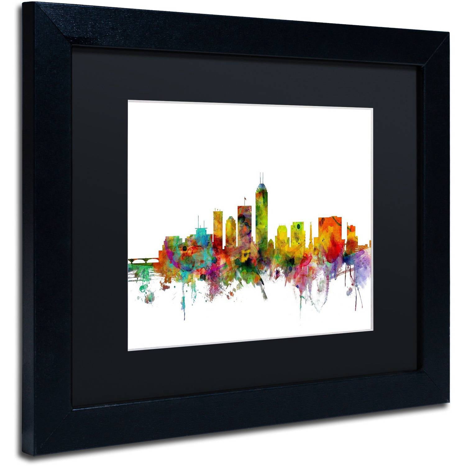 Trademark Fine Art 'Indianapolis Indiana Skyline' Canvas Art by Michael Tompsett, Black Matte, Black Frame
