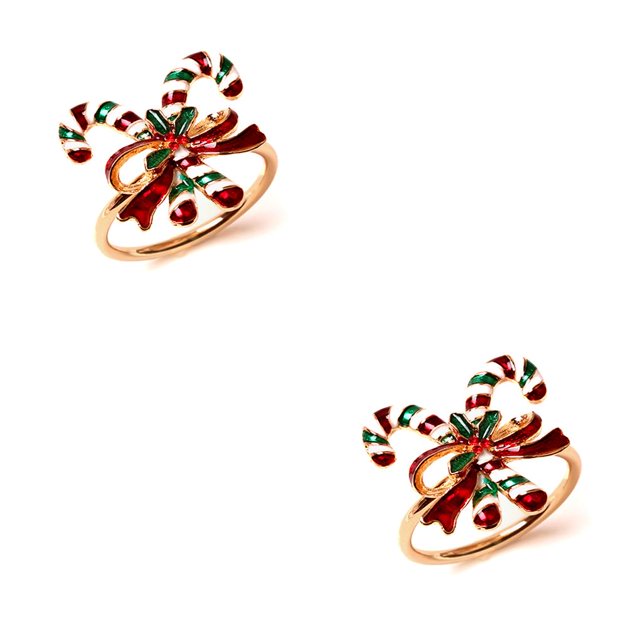 Anillo de servilleta de Acero inoxidable sweethay para Navidad 2Conjunto