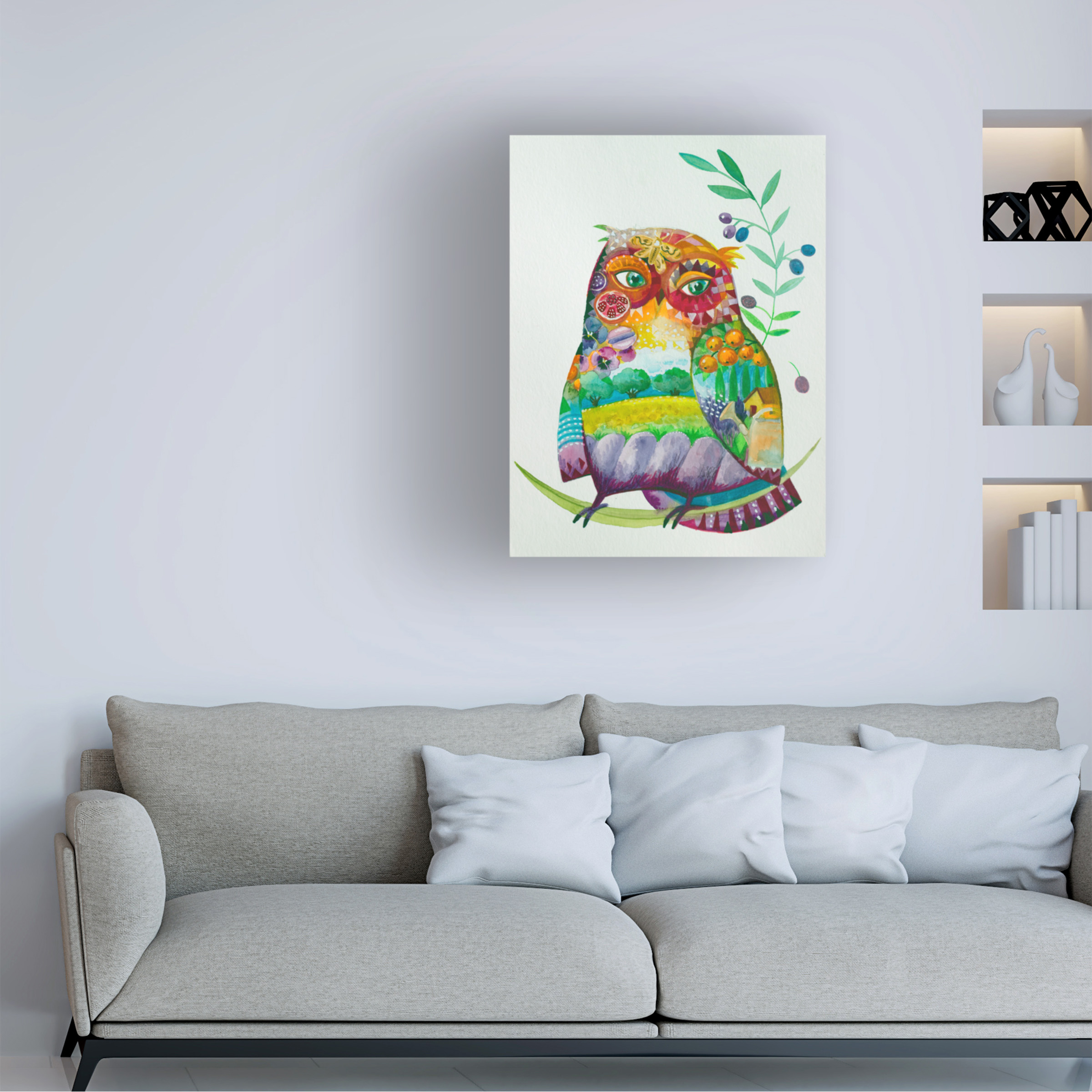 Trademark Fine Art 'Owl From Provence' Canvas Art by Oxana Ziaka