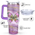thumbnail image 3 of Purple Butterfly 40 Oz Tumbler with Handle Lid and Straw, Stainless Steel Double Walled Vacuum Insulated Cup, Cute Anniversary Wedding Birthday Gifts Tumbler for Women Men Friends Outdoor Indoor, 3 of 7