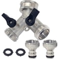 thumbnail image 1 of 2025 2-Way Brass Garden Hose Splitter with Individual On/Off Valves, 3/4" Quick Tap Connector, 1 of 5
