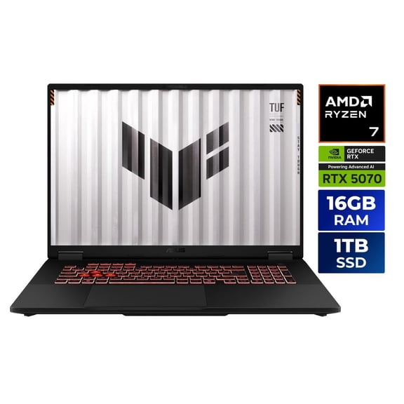 ASUS TUF Gaming - 18" GeForce RTX 5070 Laptop GPU - AMD Ryzen 7 260 - 16GB (8GBx2) Memory - 1 TB PCIe SSD - Windows 11 Home - Gaming Laptop - 240 Hz IPS (FA808UP-NS74 )