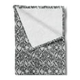 thumbnail image 2 of Floral Soft Flannel Fleece Throw Blanket, Monochrome Composition of Water Lilies Design Sketch Style Arrangement, Cozy Plush for Indoor and Outdoor Use, 70" x 90", Black and White, by Ambesonne, 2 of 5