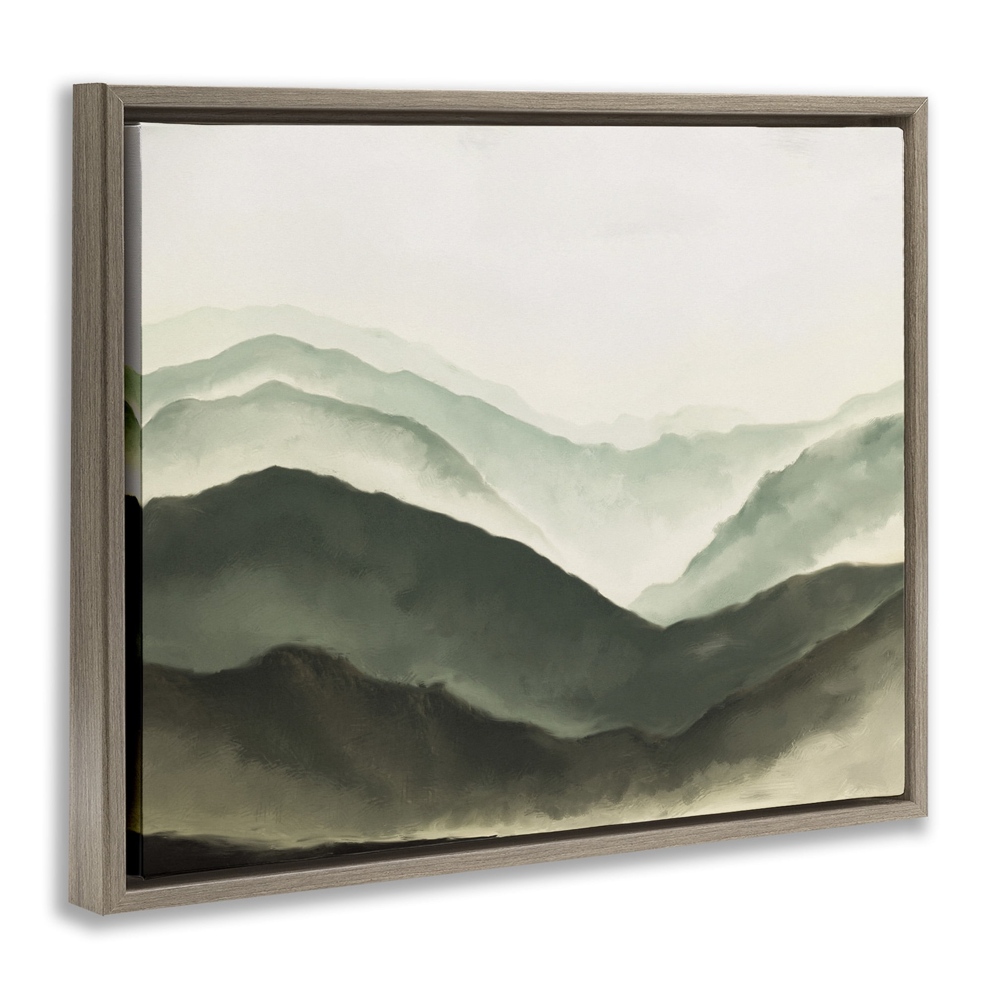 Stupell Industries Atmospheric Mountain Range Abstract Painting Brown Floater Framed Canvas Art Print Wall Art, 31 x 25