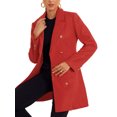 thumbnail image 2 of INSPIRE CHIC Winter Overcoat for Women's Notch Lapel Double Breasted Coats XS Red, 2 of 6