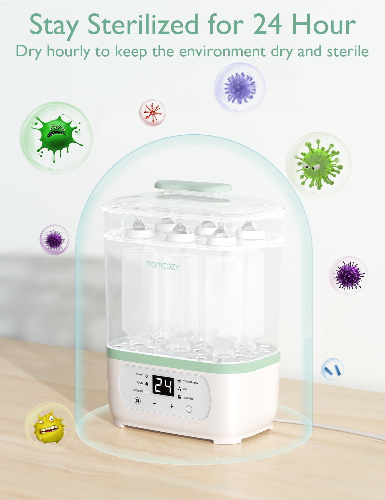 Momcozy Bottle Sterilizer and Dryer, 8-in-1 Electric Steam Bottle Sterilizer for Baby Bottles, Pacifiers, Pump Parts