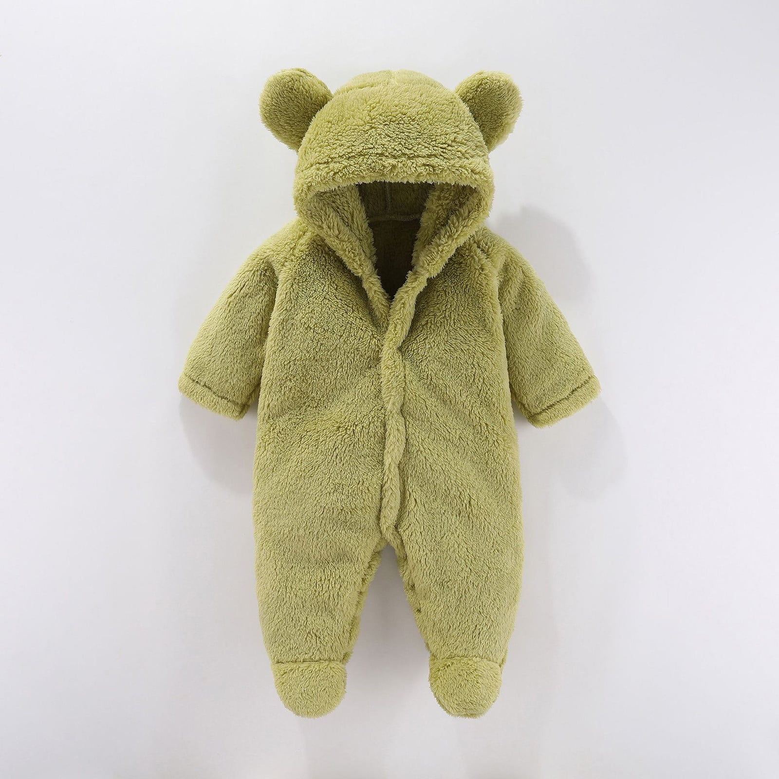 Rovga Baby Footie Snowsuit Winter Onesie Cartoon Bear Warm Hooded Outfits For Girls Boys Lovely Clothing