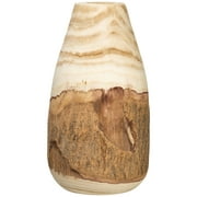 Creative Co-Op 13"H Carved Paulownia Wood Vase with Live Edge (Each one will vary)