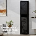 thumbnail image 3 of Gzxs 69" Freestanding Storage Cabinet with 2 Doors and 1 Drawer, Narrow Bathroom Cabinet with Open Space and Adjustable Shelves, Space-Saving Design for Living Room, Kitchen (Black), 3 of 6