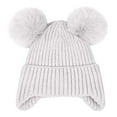thumbnail image 6 of HAiming Baby Newborn Girls Winter Knit Hat Double Pom Pom Solid Color Cute Cozy Cuffed Cap for Cold Weather, 6 of 7