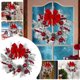 thumbnail image 2 of Adorno Navideño Para El Hogar En Rojo Y Blanco Con Corona Doble De Piñas, 2 of 8