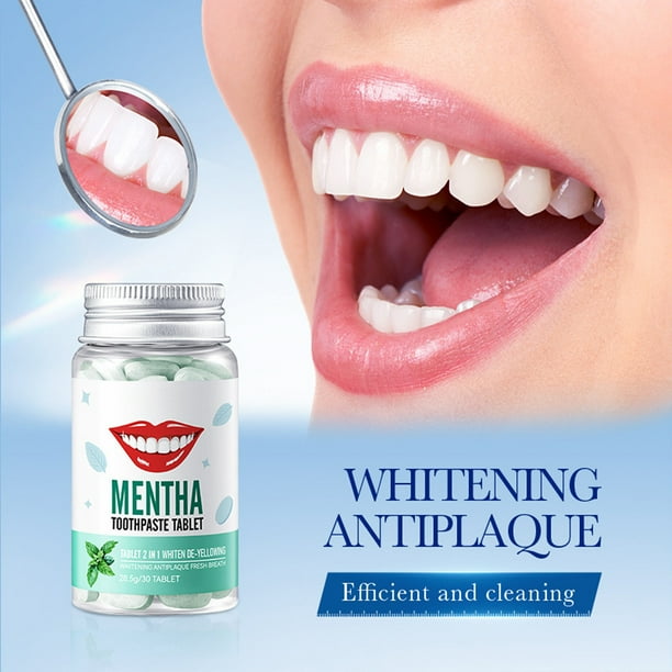 Pastillas de Pasta Dental Masticables Naturales En Frasco de Vidrio Ecológico | Hidroxiapatita Remineralizante | 30 Pastillas