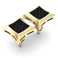 thumbnail image 2 of Dazzlingrock Collection Round Black Diamond Mens Hip Hop Iced Stud Earrings(0.15 ctw, Color Black, Clarity Opaque), 18K Yellow Gold, 2 of 6