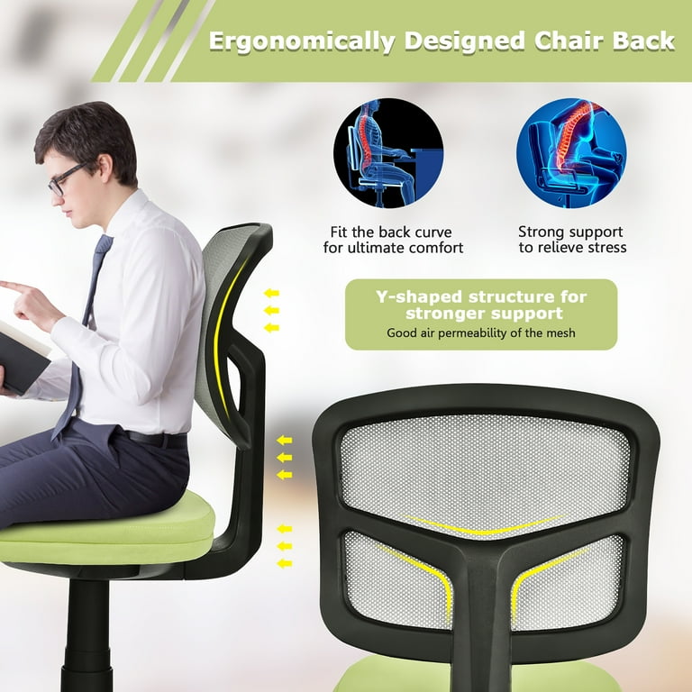 Costway Armless Office Chair Adjustable Swivel Computer Mesh Desk Chair Green