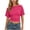 Hot Pink, variant on Women's Back Tie Waist Tops Dressy Casual Boat Neck Dolman Short Sleeve Shirts Slim Fitted Flattering Elegant Ruched Solid Color Blouses S