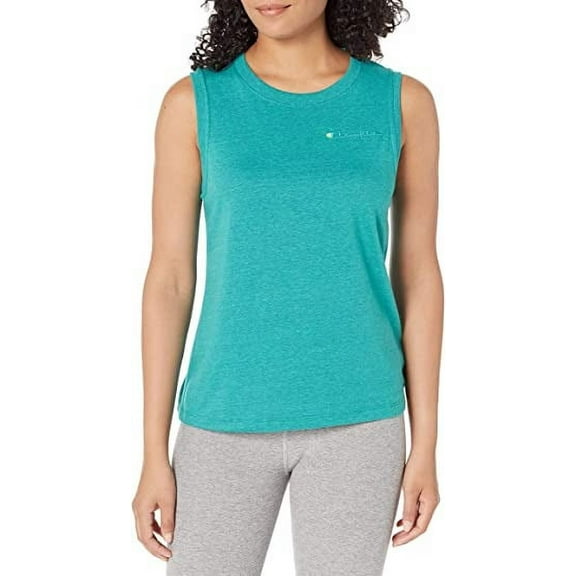Champion GREEN/TEAL CROSSDYE Women's Powerblend Graphic Muscle Tank, US X-Small