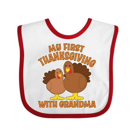 

Inktastic My First Thanksgiving with Grandma Gift Baby Boy or Baby Girl Bib