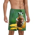 thumbnail image 2 of Kdxio Tree Frog Sitting On Sunflowes Print Mens Sleep Shorts Bottoms Soft Comfy Pajama Wear Pants with Drawstring Pockets, 2 of 5