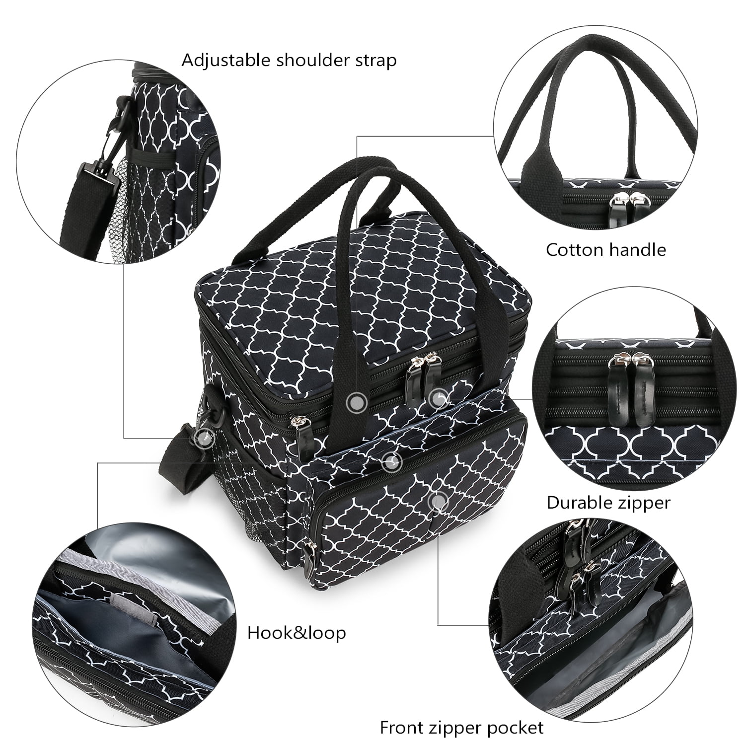 Lunch Bag for Women Men Double Deck Expandable Lunch Box,Large Lunch Bags,Leakproof Lunch Box Cooler Bag
