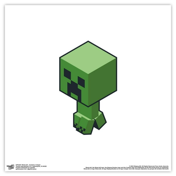 Gallery Pops Minecraft - Isometric Creeper Wall Art, Unframed Version, 12" x 12"