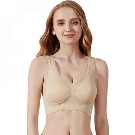 

Clearance!Women s Wirefree Padded Lace Bra Soft Thin U-Shape Beauty Back Breathable Side Breast Collection Push Up Sleeping Bra