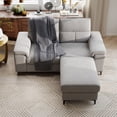 thumbnail image 3 of 71" Loveseat Sofa with Storage Ottoman Adjustable Armrest L-Shaped Sectional Couch for Living Room Gray, 3 of 11