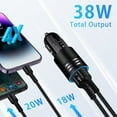 thumbnail image 6 of Car Charger Adapter,USB Car Charger 1Pack FiveBox 38W PD&QC3.0 Dual Port Fast Charging Cigarette Lighter Adapter Power Block Plug USB C Car Charger with 2pcs Lightning Cable 6ft(Black), 6 of 8