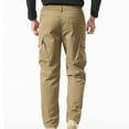 thumbnail image 4 of Ceisia Men Solid Color Fleece Multi Pocket Work Pants Loose Drawstring Gift Elastic Cuff Trousers, 4 of 7
