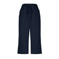thumbnail image 6 of Puntoco Cargo Jumpsuit for Women with Pockets Women'S Solid Color Pocket Drawstring Capris Casual Women'S Capris Capris Capris On Clearance Navy 12(XXL), 6 of 7