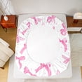 thumbnail image 5 of jejeloiu Cartoon Bowtie Twin Sheet Sets,Bow Bowknot Twin Fitted Sheet,Pink White Flat Sheet For Girl,Microfiber Room Decor,3pcs, 5 of 7