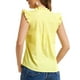 thumbnail image 3 of TOP Gingham INSPIRADOR CHIC para Camisa con Volantes de Mujer de Manga Corta Cuadros XL Amarillo, 3 of 6
