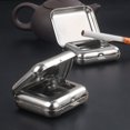 thumbnail image 3 of Cenicero de bolsillo, caja de cenicero de metal Cenicero de bolsillo de hojalata Cenicero de bolsillo cuadrado de acero inoxidable Cenicero de metal gris claro con tapa para fumar, 3 of 4