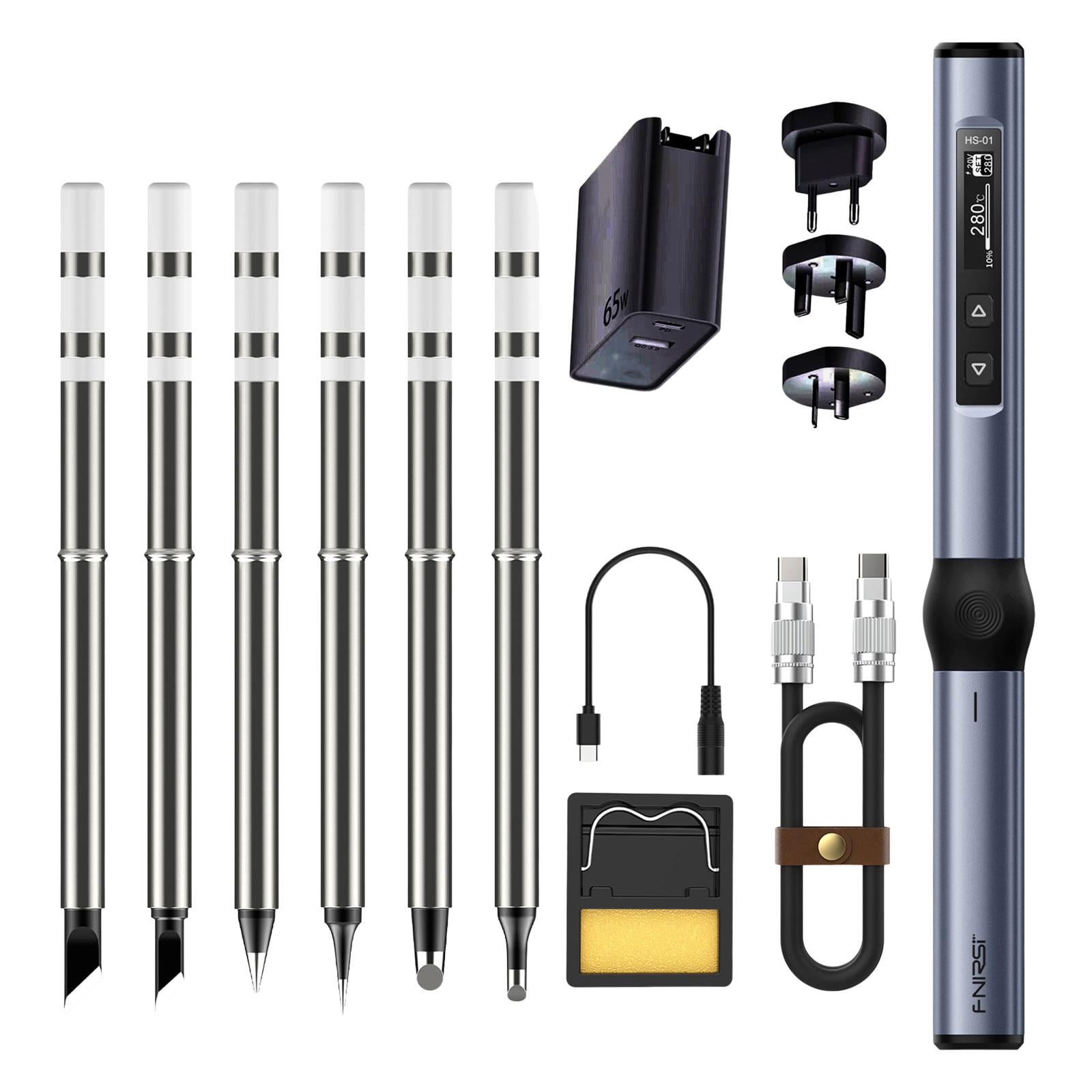 Cordless Soldering Iron,Soldering Iron Mini Digital Soldering Iron Kits,Soldering Iron 80-420 degreeC Fast Heating,Cordless Soldering Iron Kits OLED Screen Display,portable Black BC2 with PS