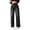 Black, variant on Women Straight Wide Leg Jeans Fringe Hem High Waist Stretchy Comfort Casual Denim Trousers