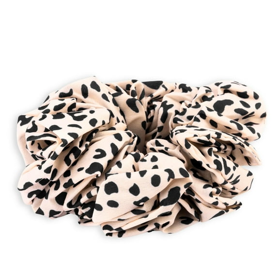 Claire's Giant Cream Animal Print Hair Scrunchies, Oversized Scrunchy Hair Ties for Women, Jumbo Accessory for Bold Style, Outer Diameter: 6 in/15.24 cm