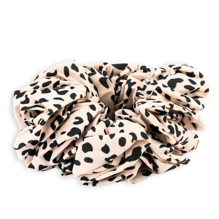 Claire's Giant Cream Animal Print Hair Scrunchies, Oversized Scrunchy Hair Ties for Women, Jumbo Accessory for Bold Style, Outer Diameter: 6 in/15.24 cm