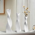 thumbnail image 5 of Eurhowing Modern Geometric Ceramic Vase Set of 3, Decorative Desk Vase, Flower Vase for Table Centerpiece, Kitchen, Living Room Office Decor(Matte White), 5 of 8