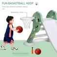 thumbnail image 5 of Qaba kids Slide for Indoor and Outdoor, Toddler Freestanding Slide Climber Toy for 18-48 Months Basketball Hoop, Ball and Inflator, Green, 5 of 9