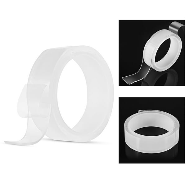 1m/3.3ft Washable Traceless Double-sided Adhesive Tape Removable Reusable  Anti-slip Transparent Nano Gel Tape Pad 2mm Thickness Strong Adhesive Sticky  Strips Grip for Fixing Carpet Mats Photos Posters 