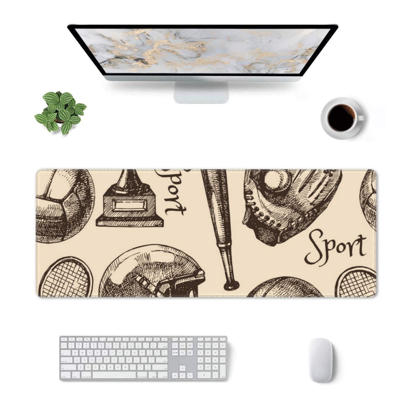 Sport Baseball Football Basketball Mouse Pad Extended Large Gaming Mousepad Non-Slip Rubber Big Keyboard Desk Mat 31.5 X 11.8 Inch