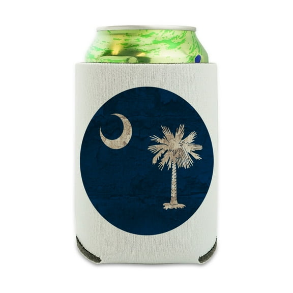 Rustic South Carolina State Flag Distressed USA Can Cooler - Drink Sleeve Hugger Collapsible Insulator - Beverage Insulated Holder