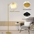 thumbnail image 3 of SUNMORY 61" Arc/Arced Floor Lamp, Modern Floor Lamp with Adjustable Hanging Lampshade, Gold Finish & Beige Lampshade & Foot Switch, 3 of 7