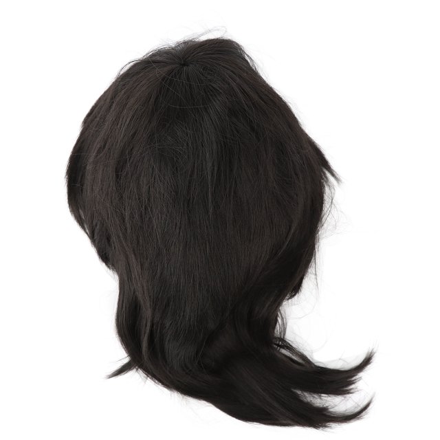 Peluca Negra para Hombres Ticfox Peluca Recta Corta Cabello Sintético Alta Temperatura