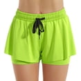 thumbnail image 2 of 2-in-1 Running Shorts Women High Waisted Black Double Layer Drawstring Breathable Workout Athletic Gym Shorts Green M, 2 of 6