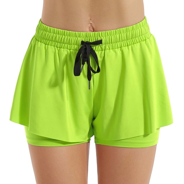 Tops de Tenis para Mujeres Seco Ajuste Deportes Casuales Tenis Yoga Falso de Dos Piezas Respirable de Manga Larga Seco Ajuste Pantalones Cortos Mujeres